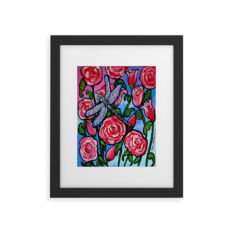 Renie Britenbucher Roses and Dragonfly Framed Art Print