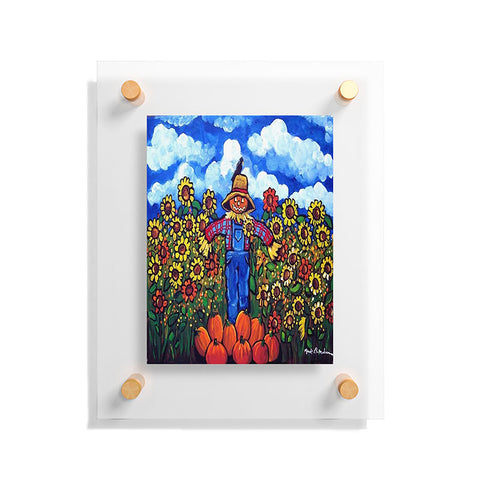Renie Britenbucher Scarecrow and Pumpkins Floating Acrylic Print