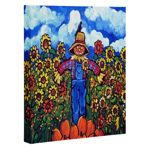 Renie Britenbucher Scarecrow and Pumpkins Art Canvas