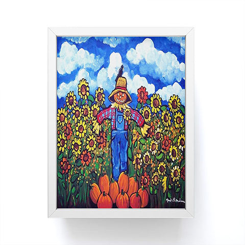 Renie Britenbucher Scarecrow and Pumpkins Framed Mini Art Print