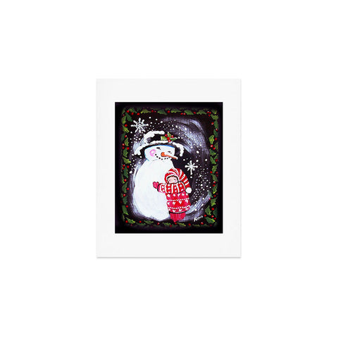 Renie Britenbucher Snowman Hugs Girl Art Print