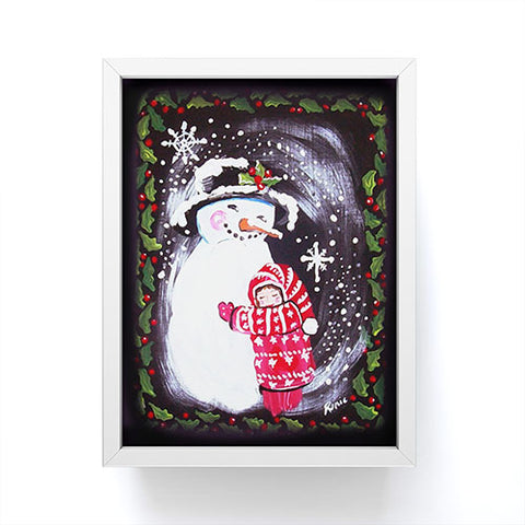 Renie Britenbucher Snowman Hugs Girl Framed Mini Art Print