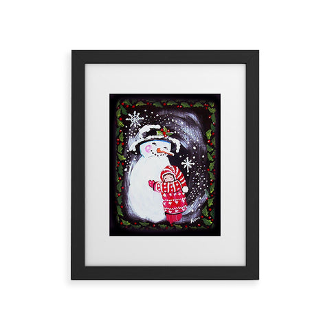 Renie Britenbucher Snowman Hugs Girl Framed Art Print