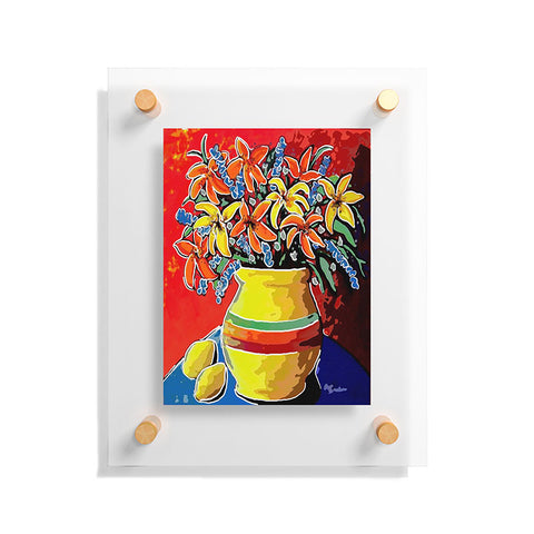 Renie Britenbucher Stylized Lillies And Lemons Floating Acrylic Print