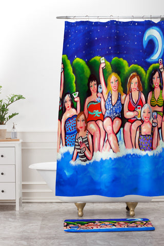Renie Britenbucher Swimming Pool Divas Happy Hour Shower Curtain And Mat