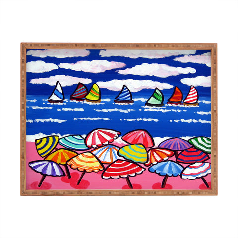 Renie Britenbucher Whimsical Beach Umbrellas Rectangular Tray