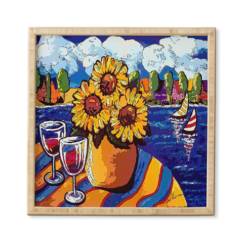 Renie Britenbucher Wine Sunflowers and Sailboats Framed Wall Art