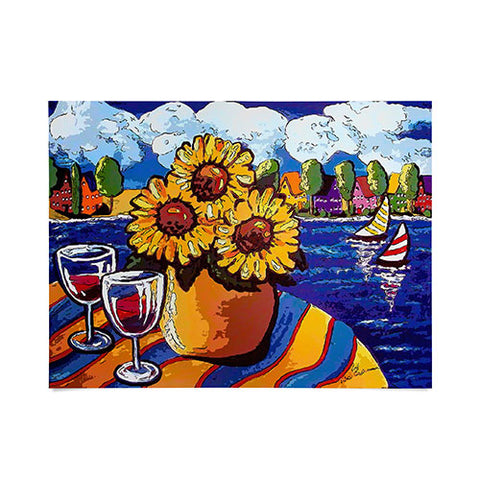 Renie Britenbucher Wine Sunflowers and Sailboats Poster