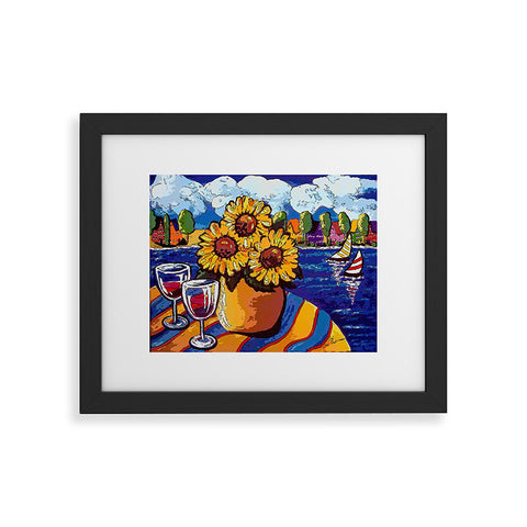 Renie Britenbucher Wine Sunflowers and Sailboats Framed Art Print