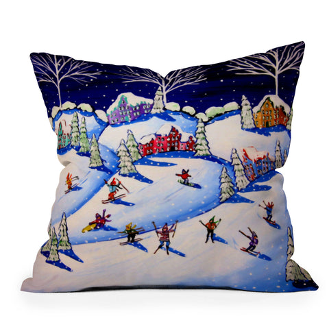 Renie Britenbucher Winter Skiing Fun Throw Pillow