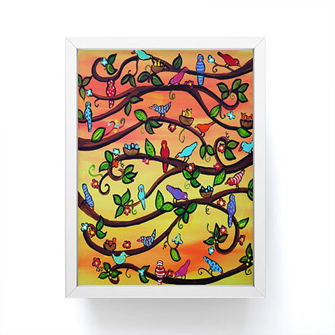 Renie Britenbucher Yellow Birdies And Blossoms Framed Mini Art Print