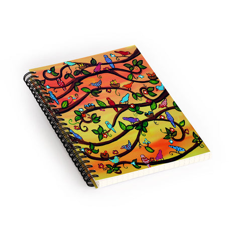 Renie Britenbucher Yellow Birdies And Blossoms Spiral Notebook