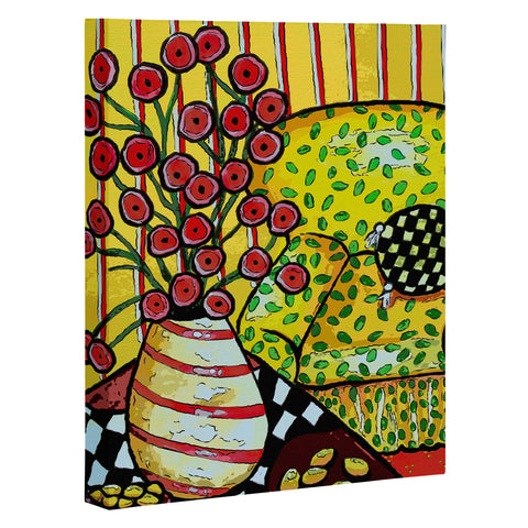 Renie Britenbucher Yellow Chair With Red Poppies Art Canvas