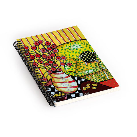 Renie Britenbucher Yellow Chair With Red Poppies Spiral Notebook