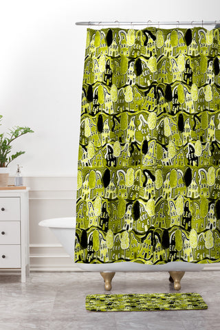 Renie Britenbucher Yellow Green Neighborhood Shower Curtain And Mat