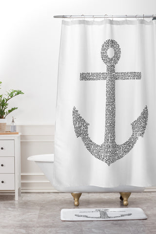 Restudio Designs Anchor Word Print Shower Curtain And Mat