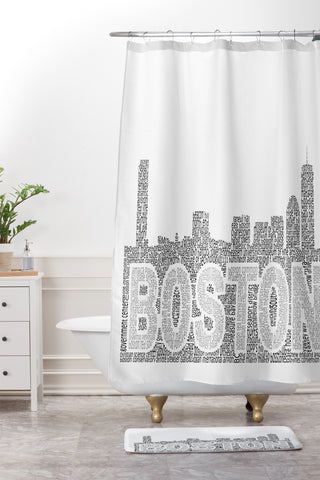 Restudio Designs Boston Skyline 1 Shower Curtain And Mat