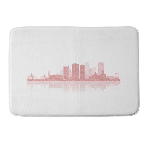 Restudio Designs Boston Skyline 2 Red Buildings Memory Foam Bath Mat