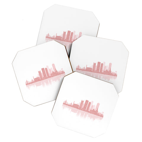Restudio Designs Boston Skyline 2 Red Buildings Coaster Set