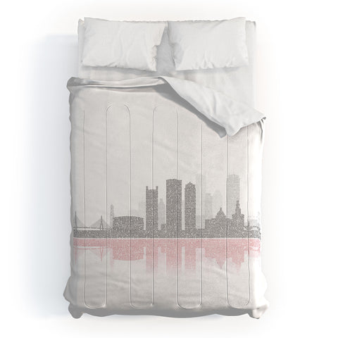 Restudio Designs Boston Skyline 2 Red Reflection Comforter