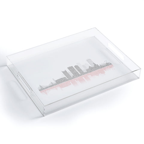 Restudio Designs Boston Skyline 2 Red Reflection Acrylic Tray