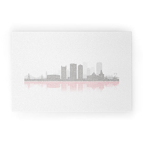 Restudio Designs Boston Skyline 2 Red Reflection Welcome Mat