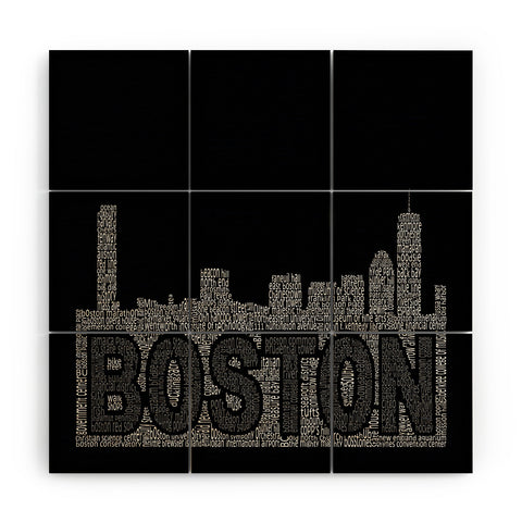 Restudio Designs Boston Skyline 2 Wood Wall Mural
