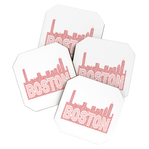 Restudio Designs Boston skyline all red letters Coaster Set