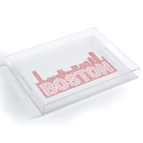 Restudio Designs Boston skyline all red letters Acrylic Tray