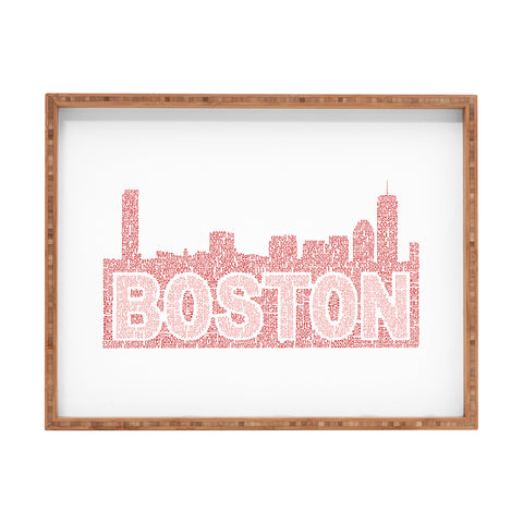 Restudio Designs Boston skyline all red letters Rectangular Tray