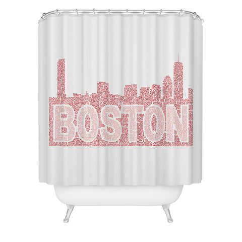 Restudio Designs Boston skyline all red letters Shower Curtain