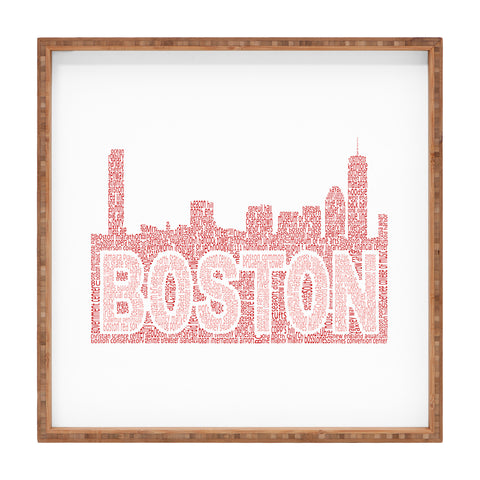 Restudio Designs Boston skyline all red letters Square Tray