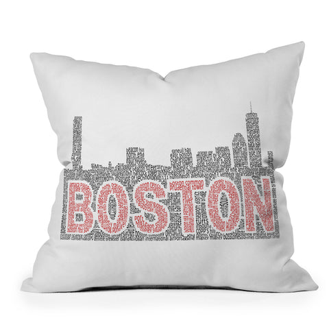 Restudio Designs Boston skyline red inner letters Throw Pillow