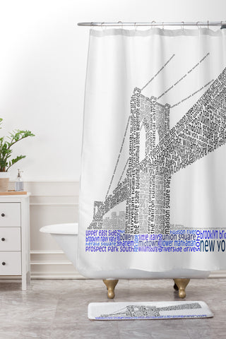 Restudio Designs Brooklyn Bridge Shower Curtain And Mat