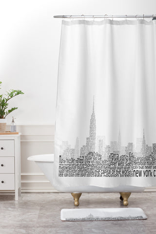 Restudio Designs New York Skyline 1 Shower Curtain And Mat