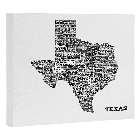 Restudio Designs Texas Map Art Canvas
