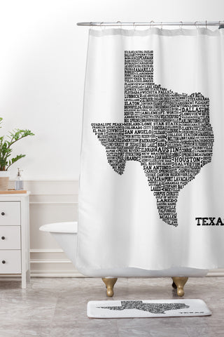 Restudio Designs Texas Map Shower Curtain And Mat