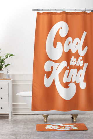 Rhianna Marie Chan Cool To Be Kind Terra Cotta Shower Curtain And Mat