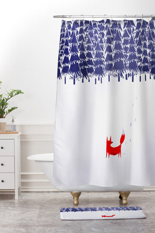 Robert Farkas Alone In The Forest Shower Curtain And Mat