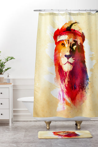 Robert Farkas Gym Lion Shower Curtain And Mat