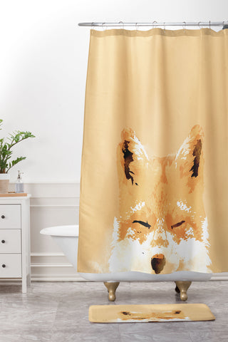 Robert Farkas Smiling fox Shower Curtain And Mat