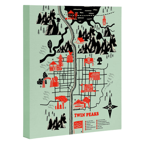 Robert Farkas Twin Peaks Map Art Canvas