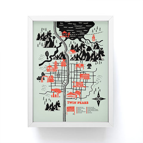 Robert Farkas Twin Peaks Map Framed Mini Art Print