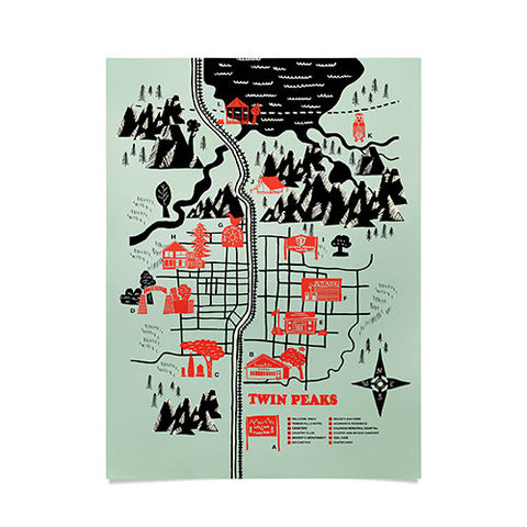 Robert Farkas Twin Peaks Map Poster