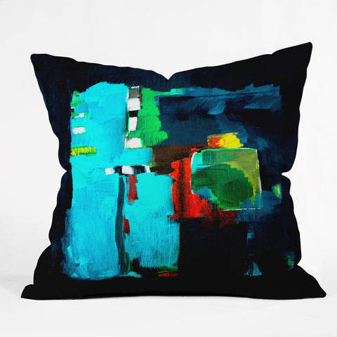 Robin Faye Gates Abstract Blue 1 Outdoor Throw Pillow