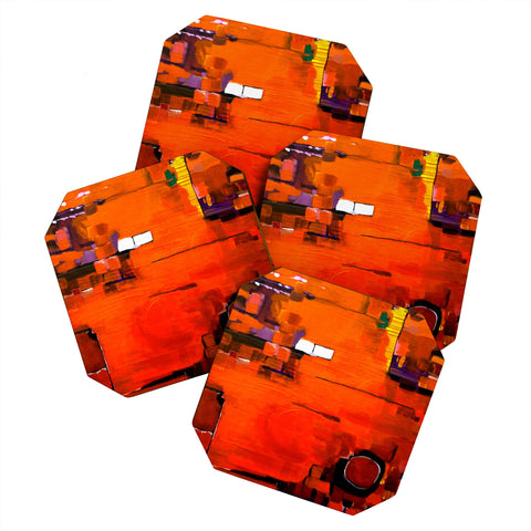 Robin Faye Gates Abstract Orange 1 Coaster Set