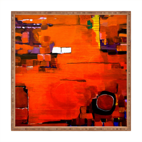 Robin Faye Gates Abstract Orange 1 Square Tray