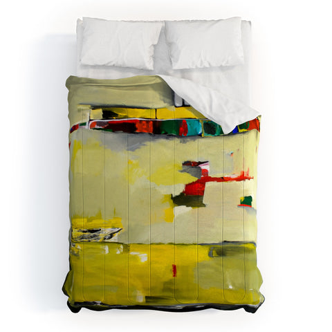 Robin Faye Gates Abstract Yellow Comforter