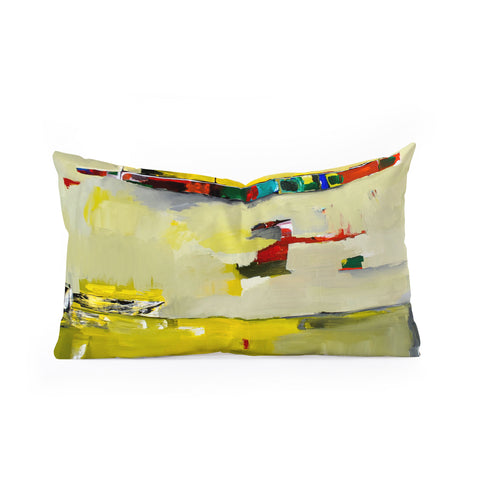 Robin Faye Gates Abstract Yellow Oblong Throw Pillow
