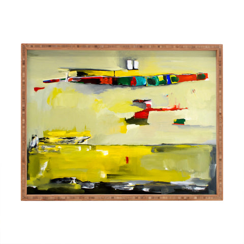 Robin Faye Gates Abstract Yellow Rectangular Tray